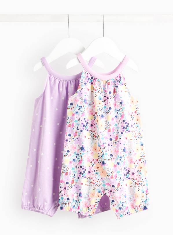 Pink Floral & Spot Print Jersey Romper 2 Pack 3-6 months